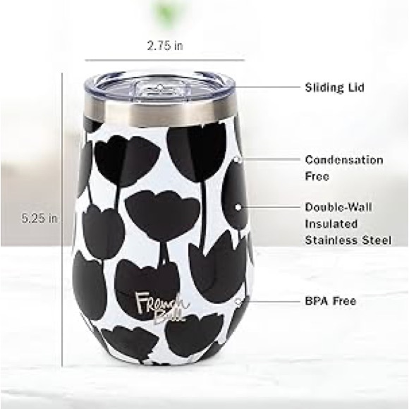 R19. SET of 2 - 9oz + 12oz French Bulldog Insulated Stainless Steel Tumblers NEW - Picture 7 of 8